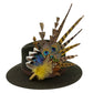 Gold, brown, blue & natural Feather Hat Pin (CFP807)