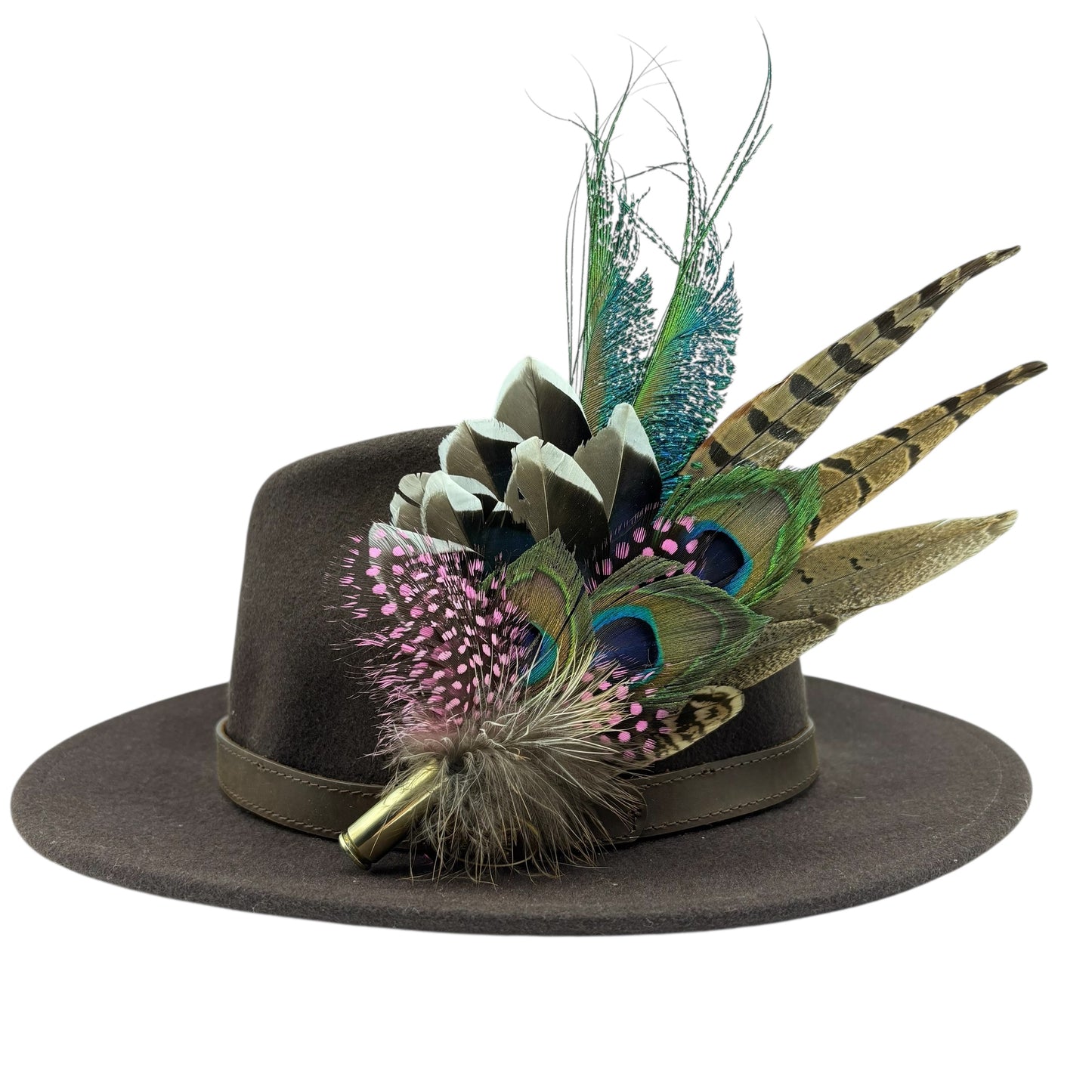 Pink, teal, blue, green an natural Feather Hat Pin (CFP685)