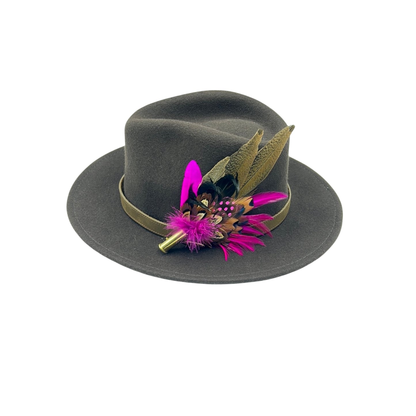 Cerise & Natural Feather Hat Pin (CFP476)