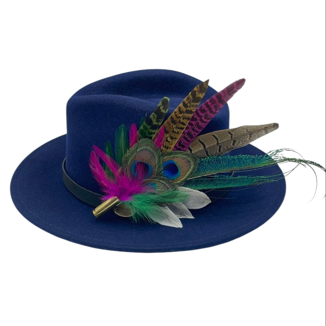 Peacock, Cerise & Green Feather Hat Pin (CFP471)