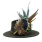 Teal, natural, brown, blue, green & gold Feather Hat Pin (CFP796)