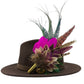 Cerise pink, teal, green & natural Feather Hat Pin (CFP798)