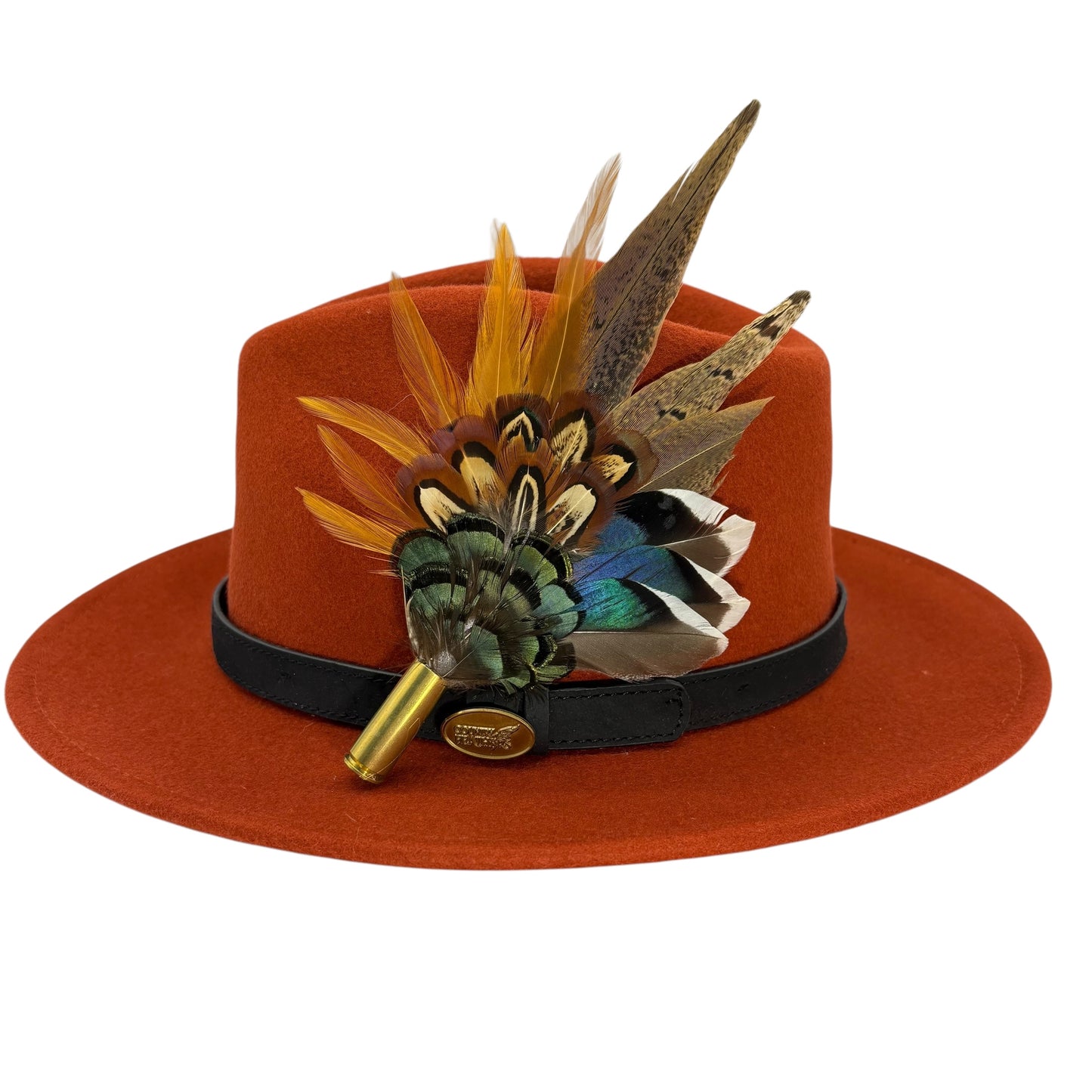 Rust, brown & natural Feather Hat Pin (CFP809)