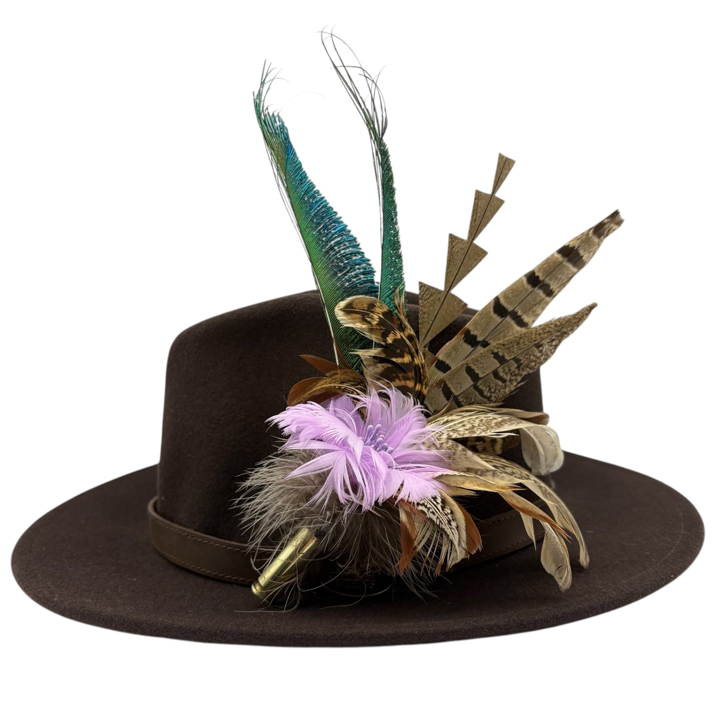 Lilac, teal and natural Feather Hat Pin (CFP559)