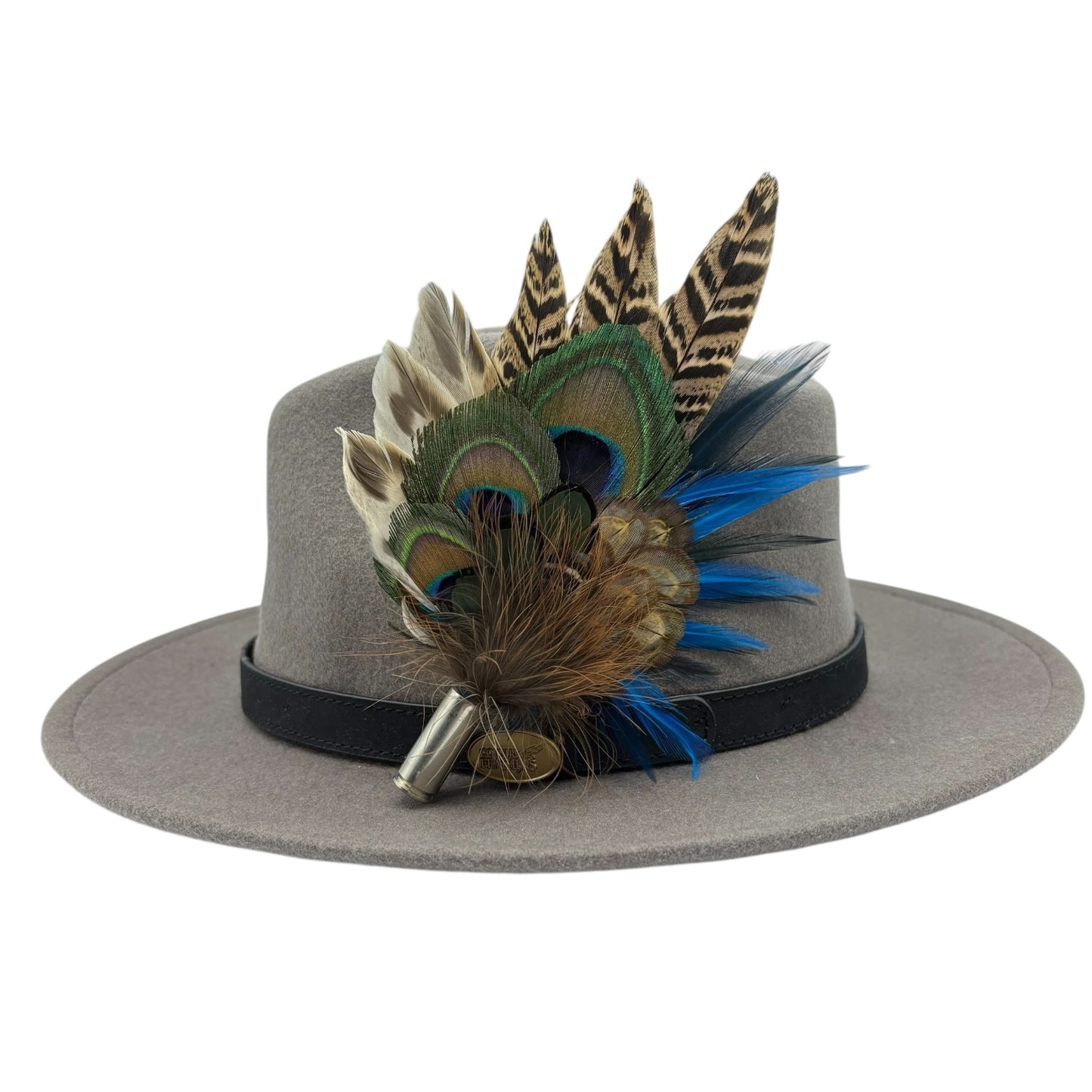 Turquoise, navy, green and natural Feather Hat Pin (CFP820)