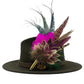 Cerise pink, teal, green & natural Feather Hat Pin (CFP798)