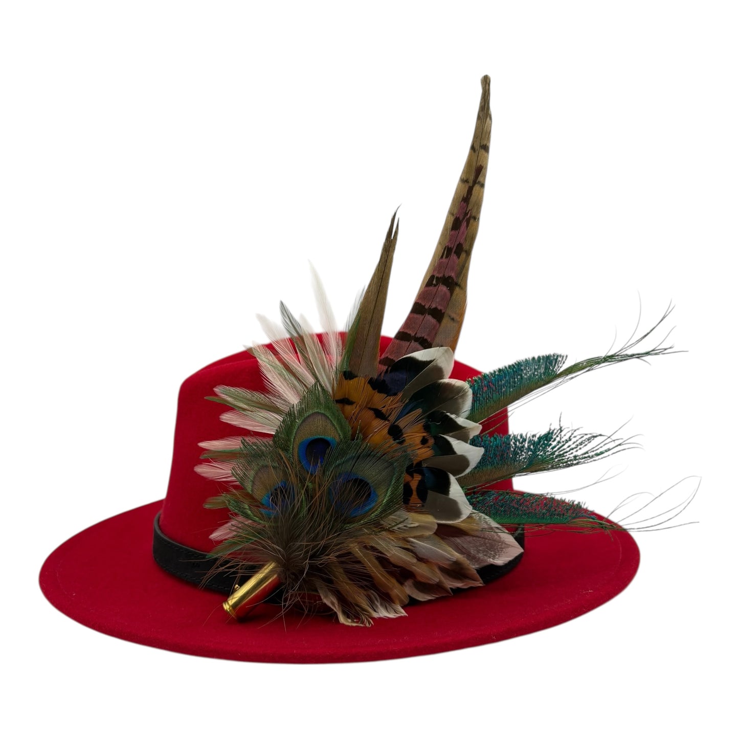 Teal, brown, green, cream & natural Feather Hat Pin (CFP795)
