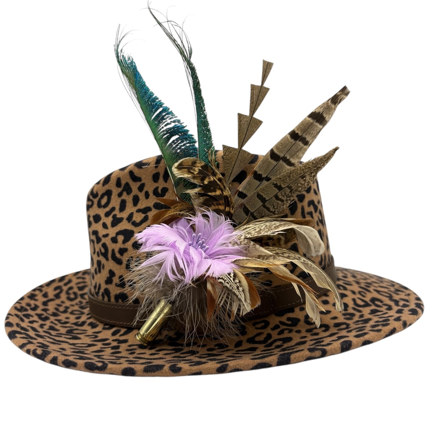 Lilac, teal and natural Feather Hat Pin (CFP559)