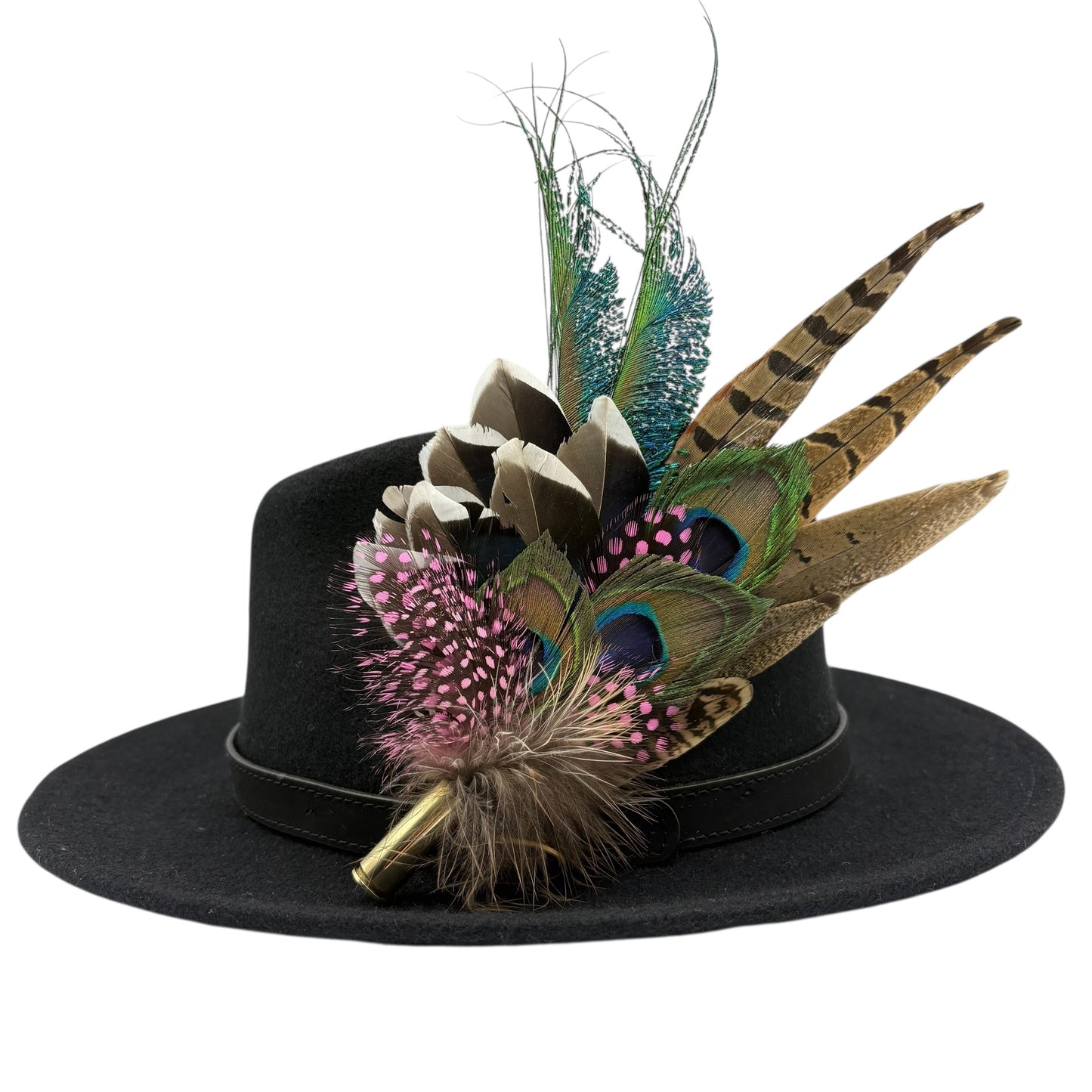 Pink, teal, blue, green an natural Feather Hat Pin (CFP685)