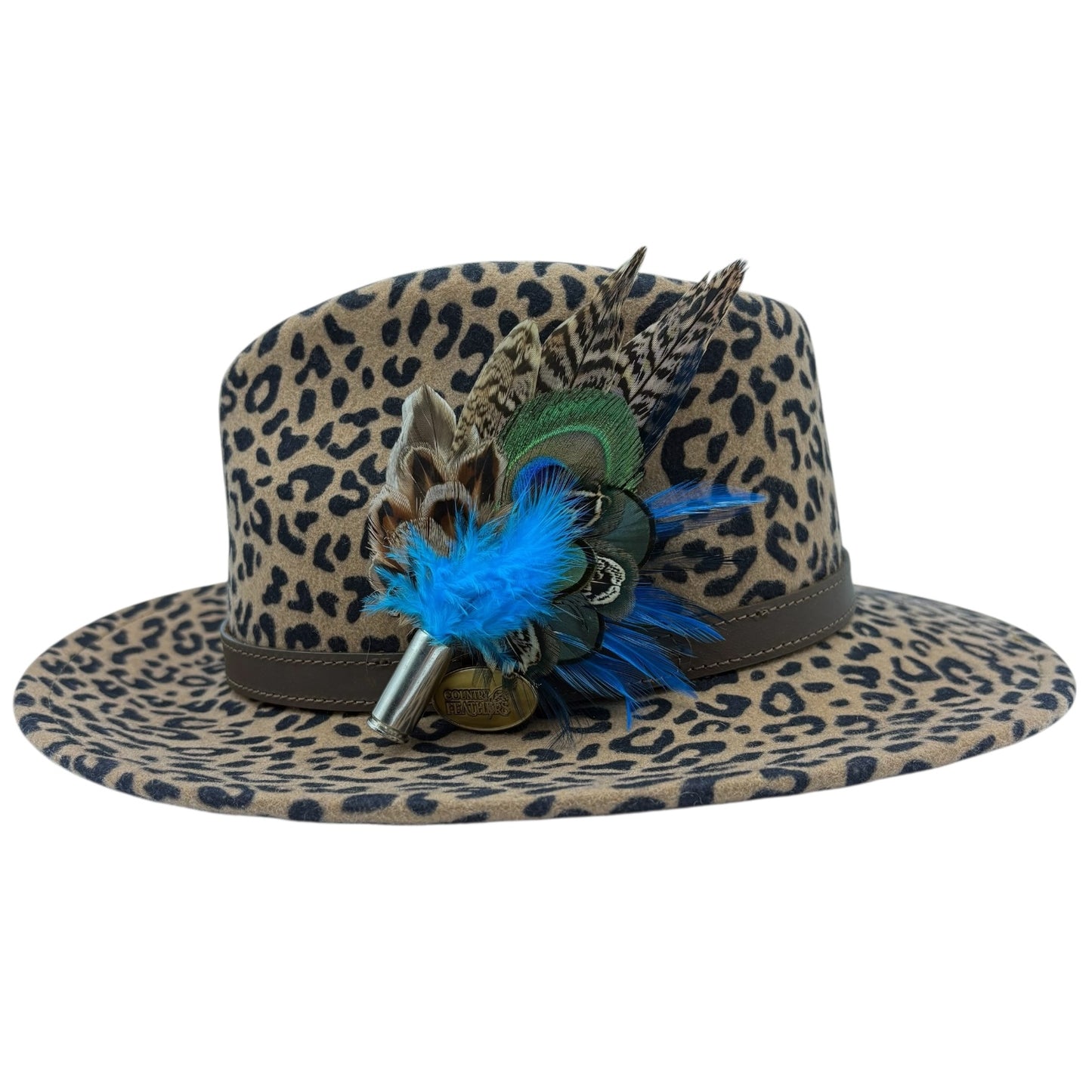Teal, blue, green and natural Feather Hat Pin (CFP818)