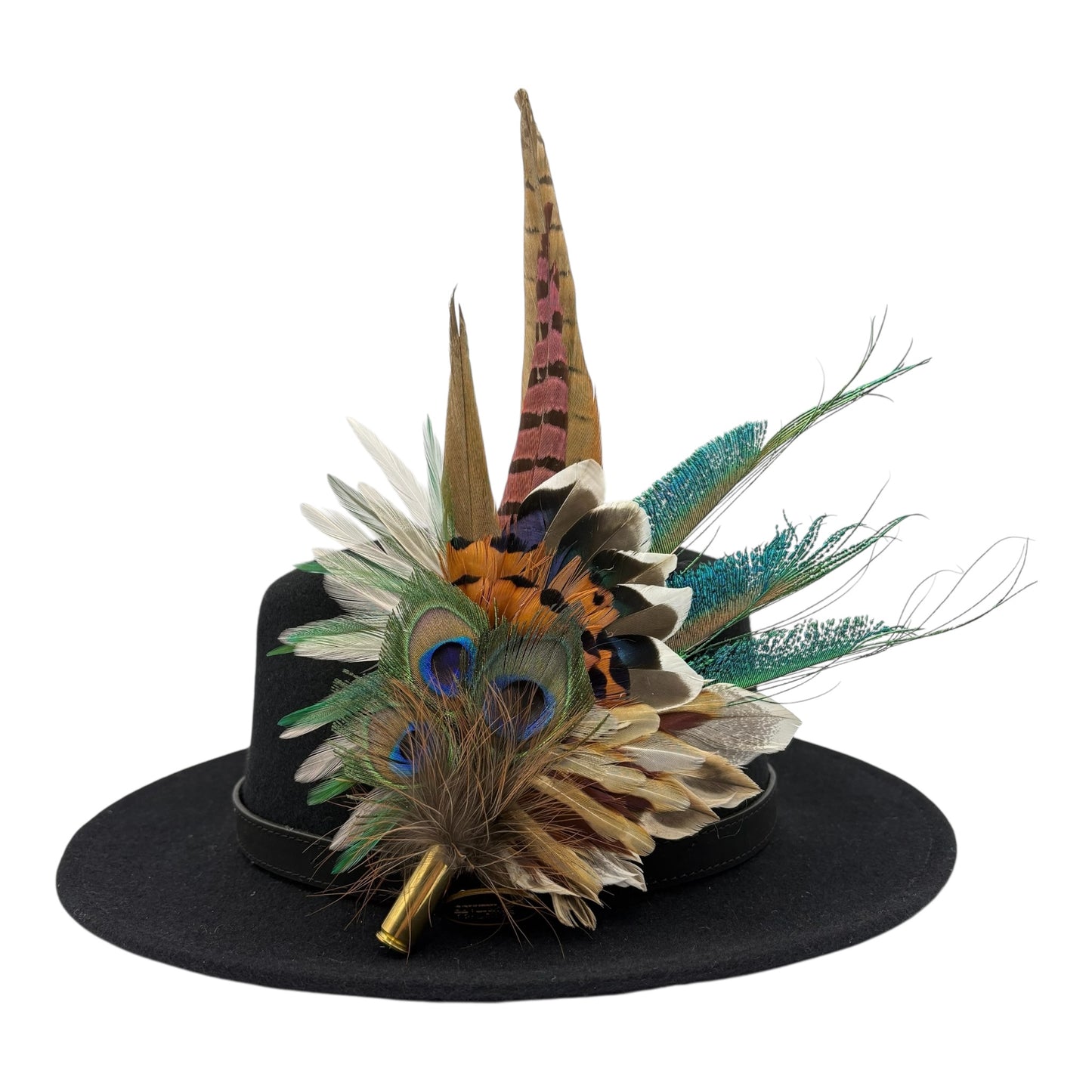 Teal, brown, green, cream & natural Feather Hat Pin (CFP795)