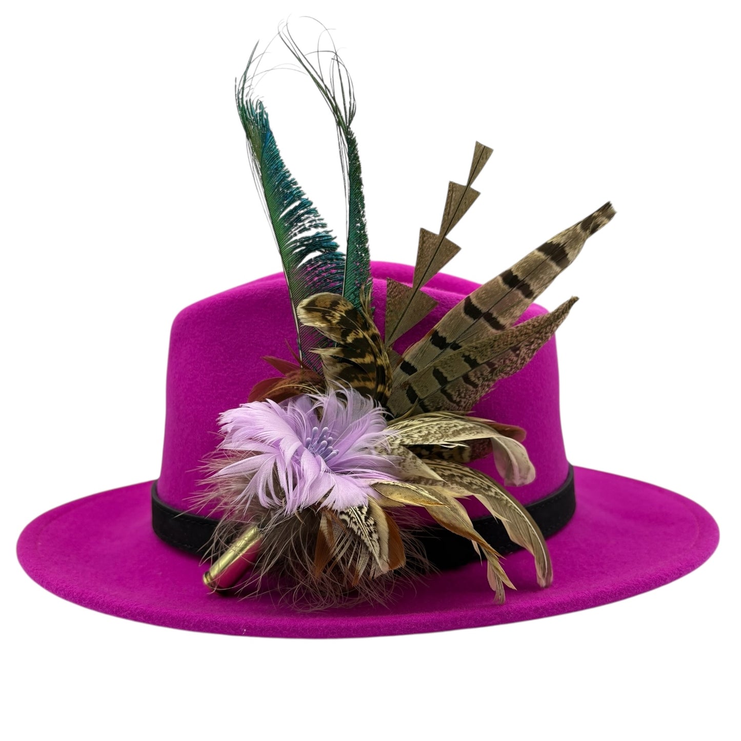 Lilac, teal and natural Feather Hat Pin (CFP559)