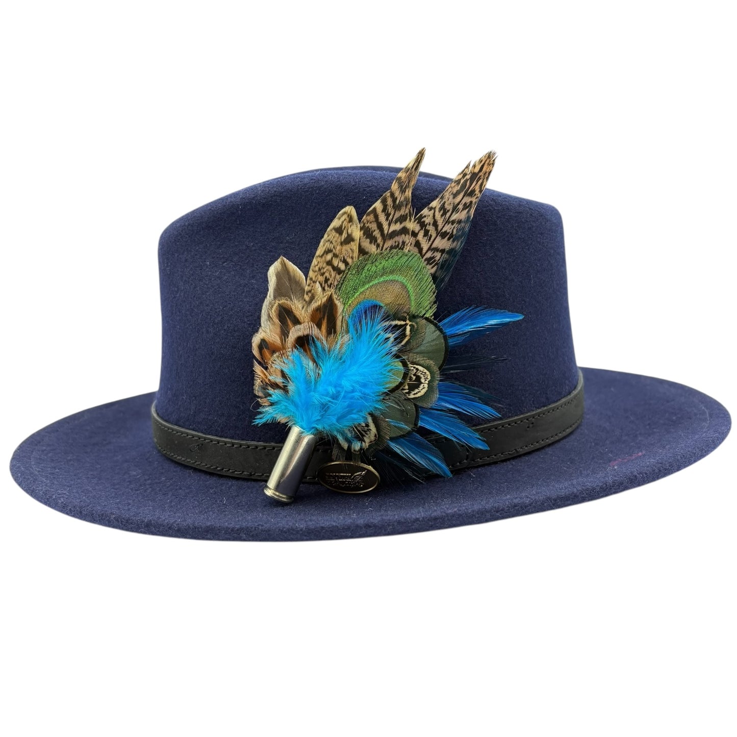 Teal, blue, green and natural Feather Hat Pin (CFP818)