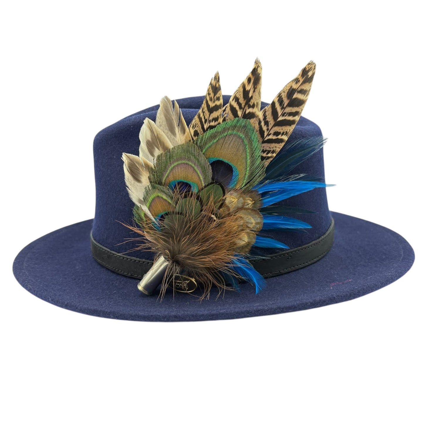 Turquoise, navy, green and natural Feather Hat Pin (CFP820)
