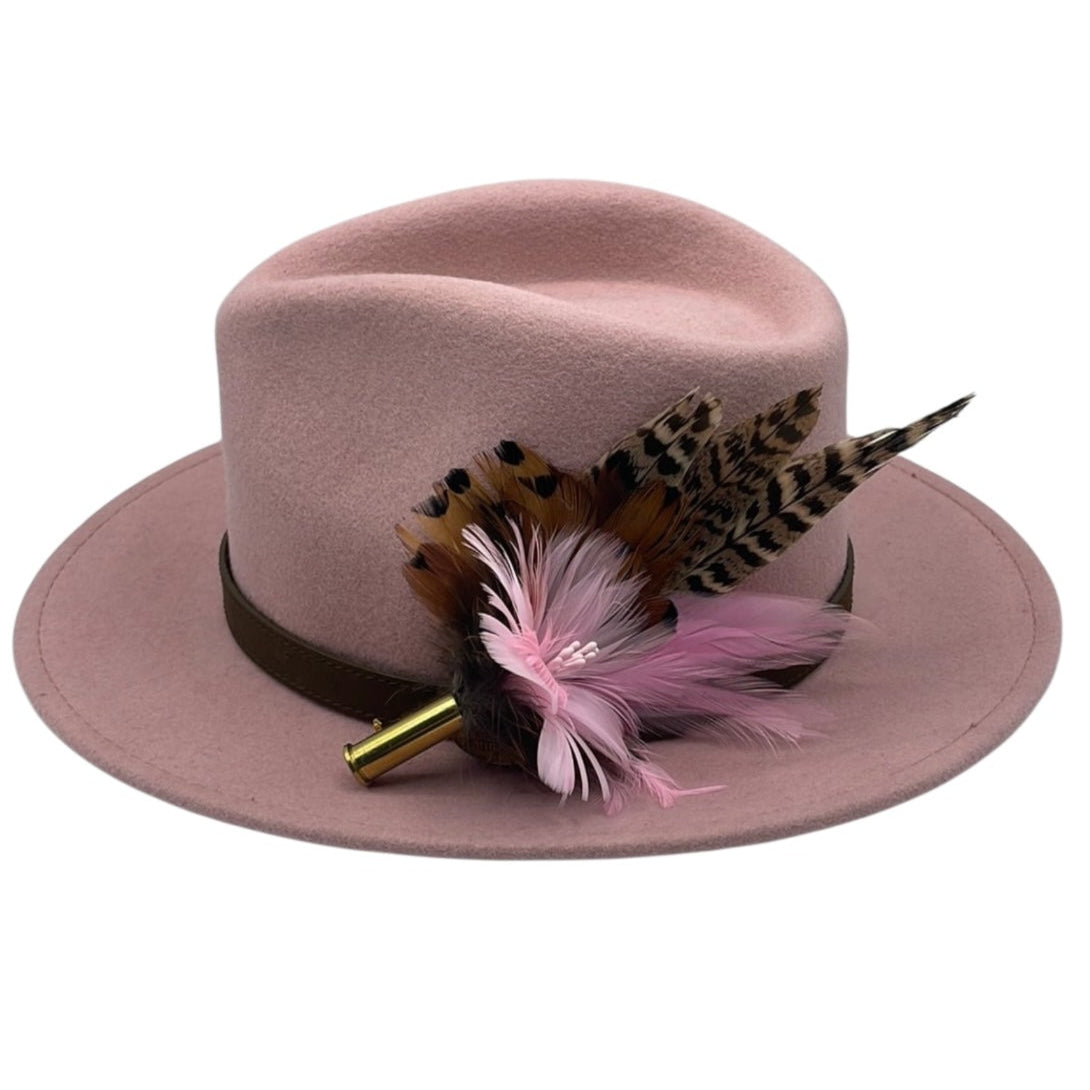 Pale Pink & Natural Feather Hat Pin (CFP474)