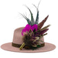 Cerise pink, teal, green & natural Feather Hat Pin (CFP798)