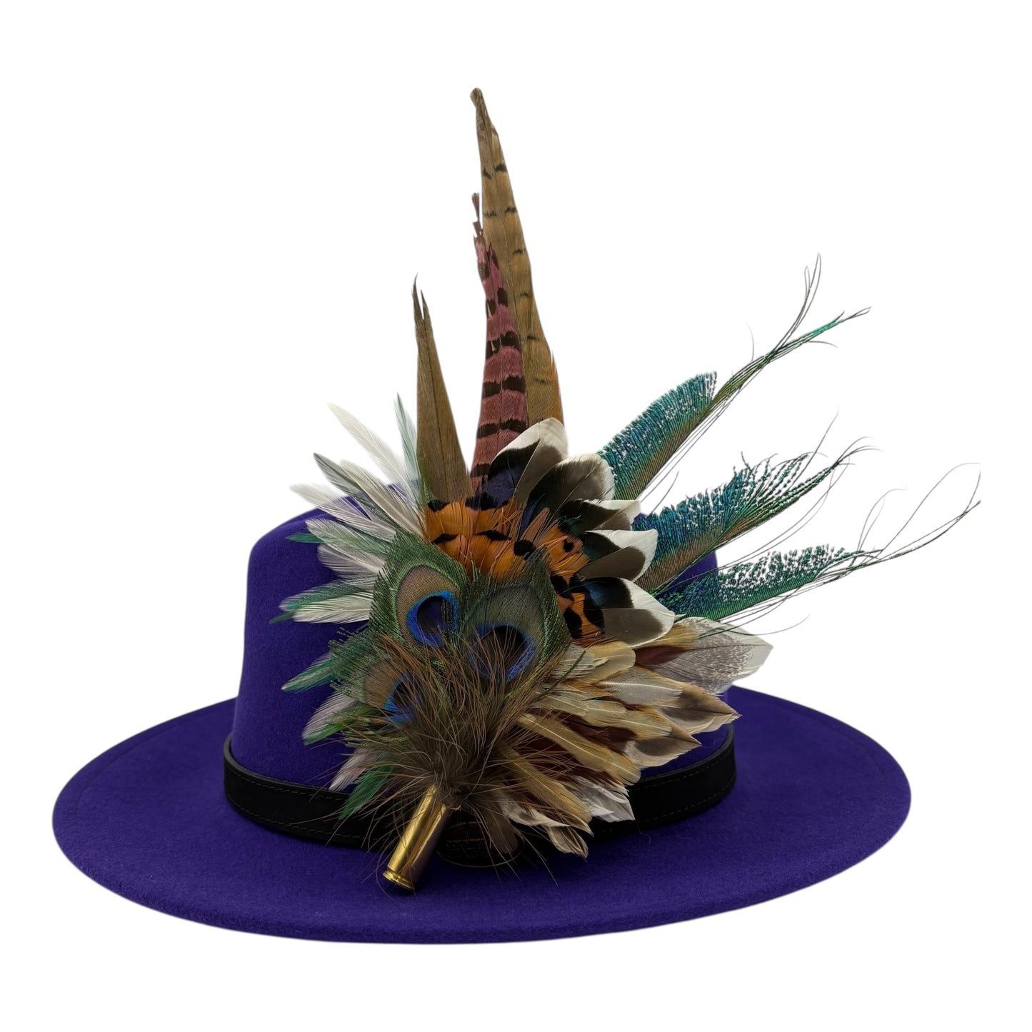 Teal, brown, green, cream & natural Feather Hat Pin (CFP795)
