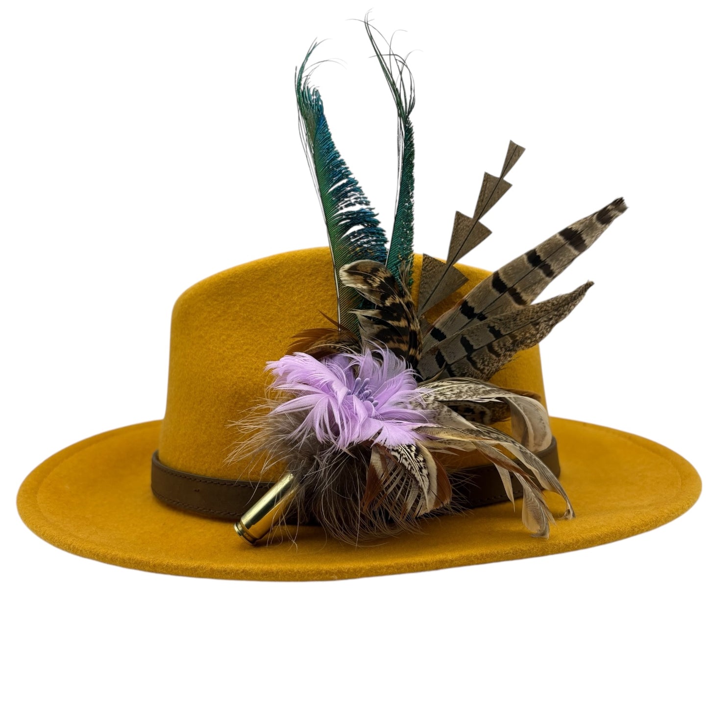 Lilac, teal and natural Feather Hat Pin (CFP559)