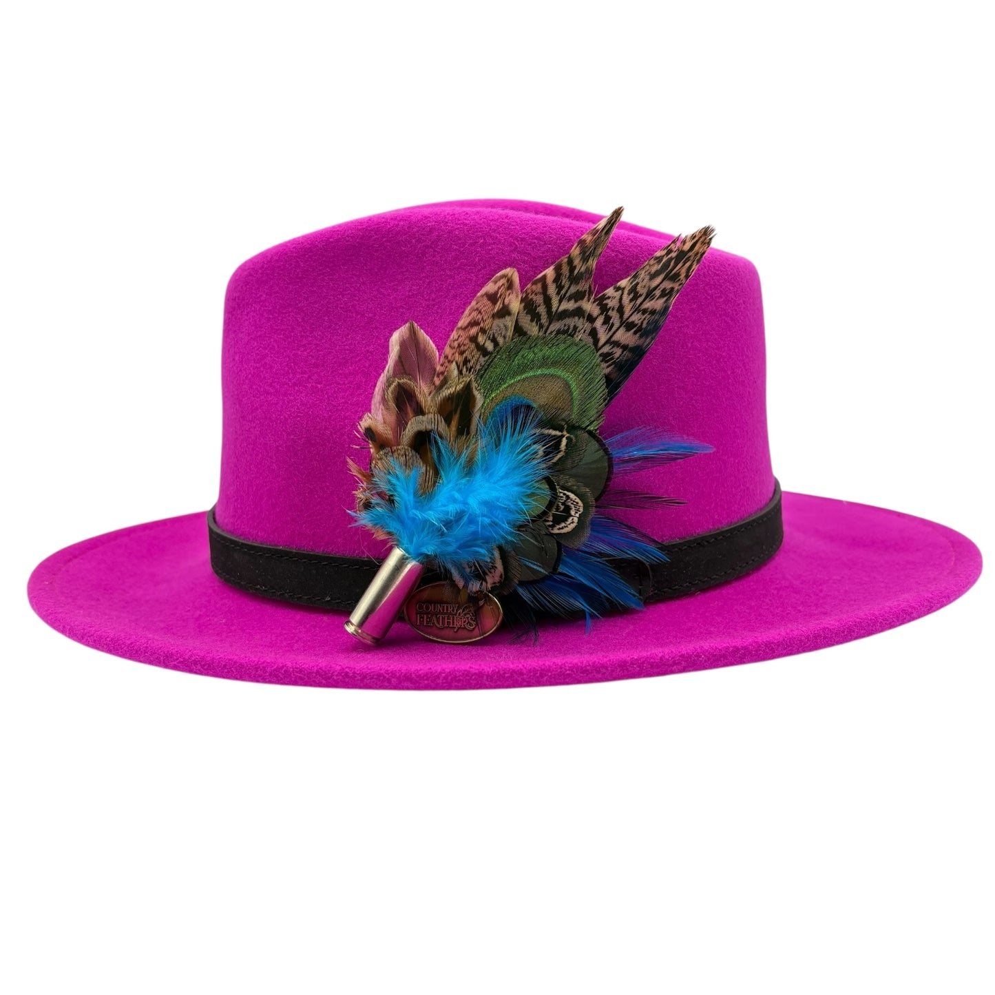 Teal, blue, green and natural Feather Hat Pin (CFP818)