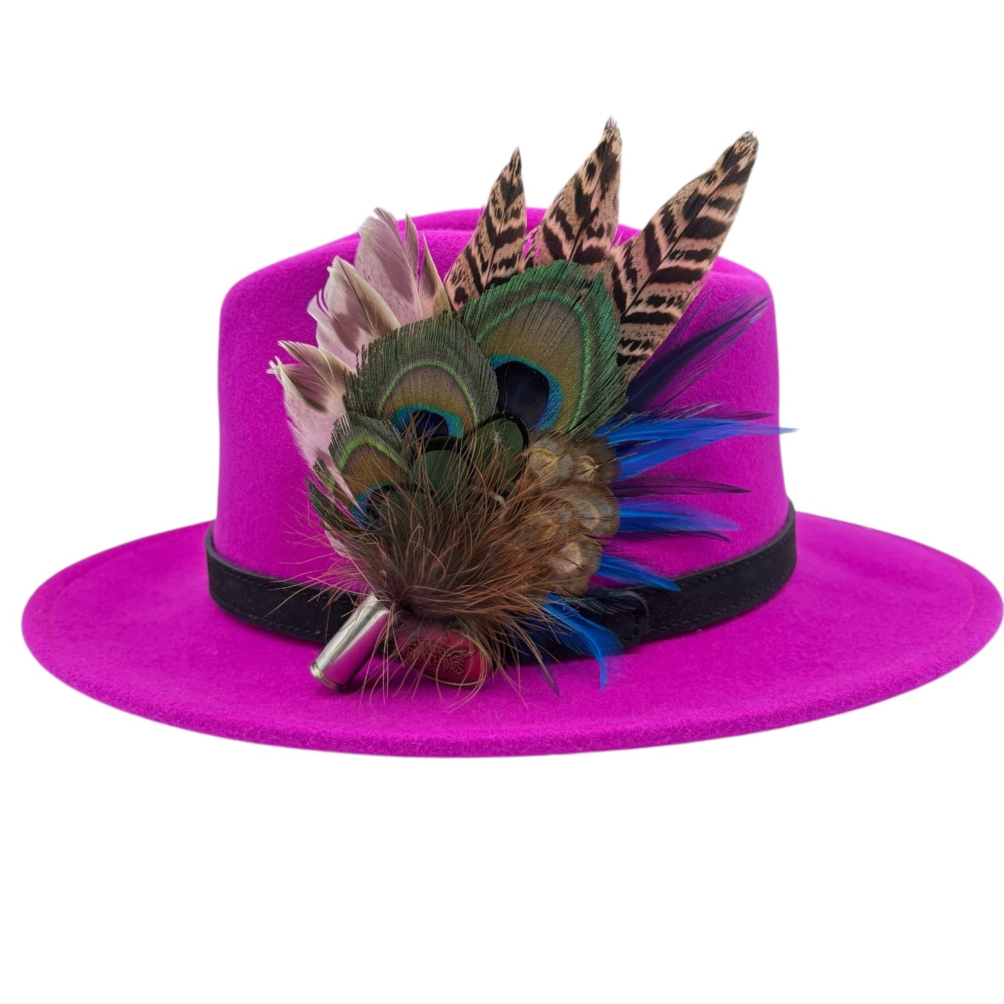 Turquoise, navy, green and natural Feather Hat Pin (CFP820)