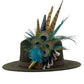 Navy, Green & natural Feather Hat Pin (CFP797)