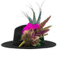 Cerise pink, teal, green & natural Feather Hat Pin (CFP798)
