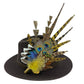 Gold, brown, blue & natural Feather Hat Pin (CFP807)