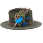 Teal, blue, green and natural Feather Hat Pin (CFP818)
