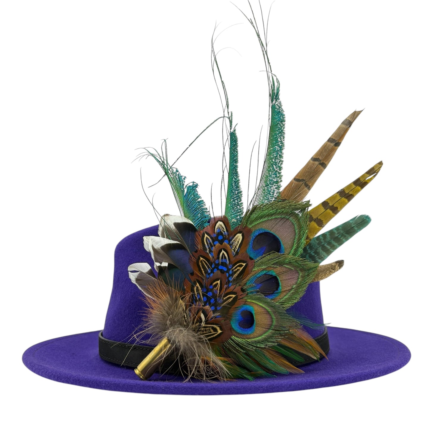 Teal, navy, green, gold & natural Feather Hat Pin (CFP794)