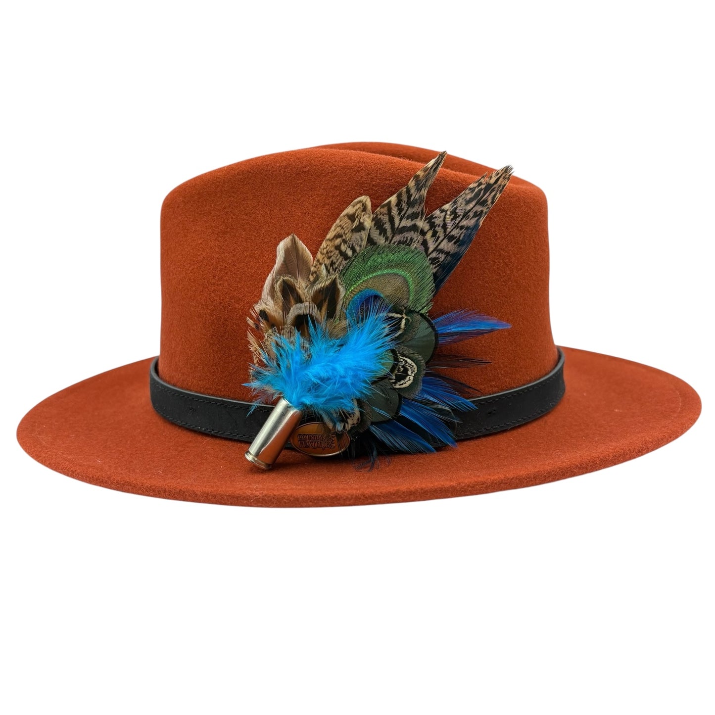 Teal, blue, green and natural Feather Hat Pin (CFP818)
