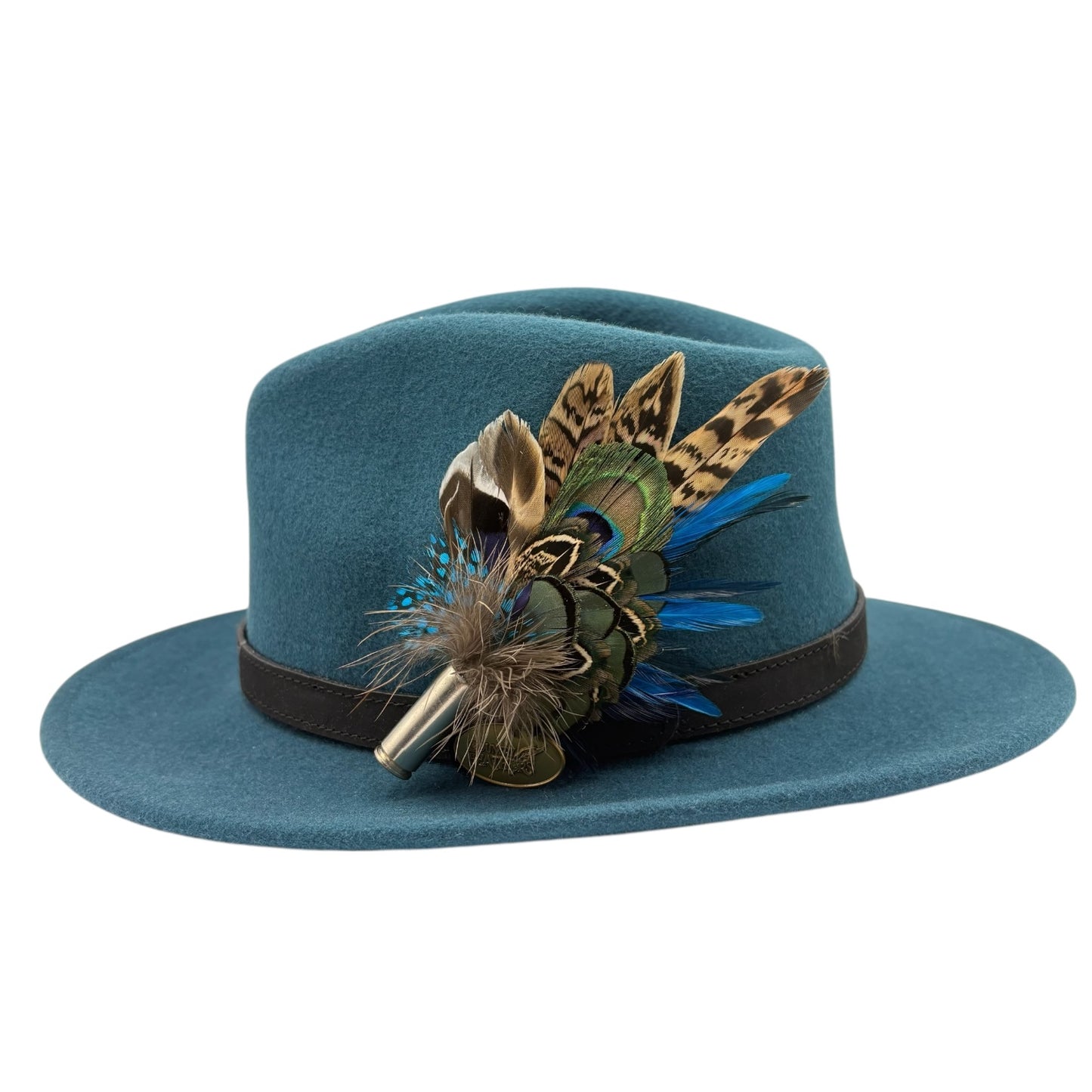 Turquoise, navy, green and natural Feather Hat Pin (CFP819) (Copy)