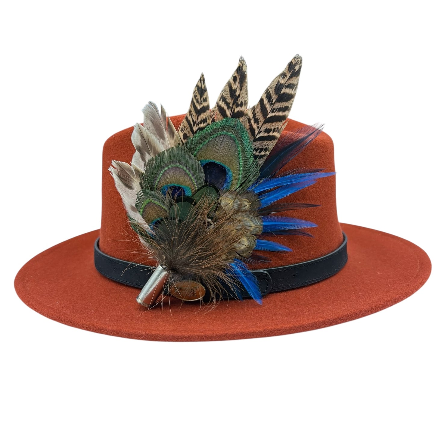 Turquoise, navy, green and natural Feather Hat Pin (CFP820)