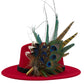 Teal, navy, green, gold & natural Feather Hat Pin (CFP794)