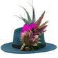 Cerise pink, teal, green & natural Feather Hat Pin (CFP798)