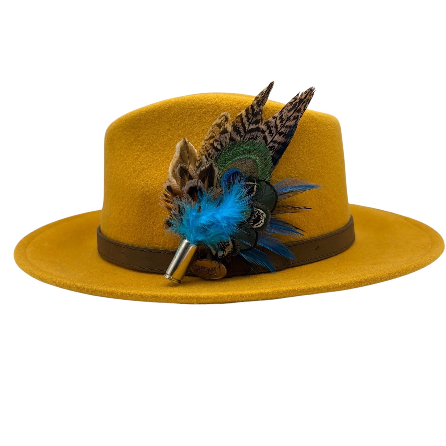 Teal, blue, green and natural Feather Hat Pin (CFP818)