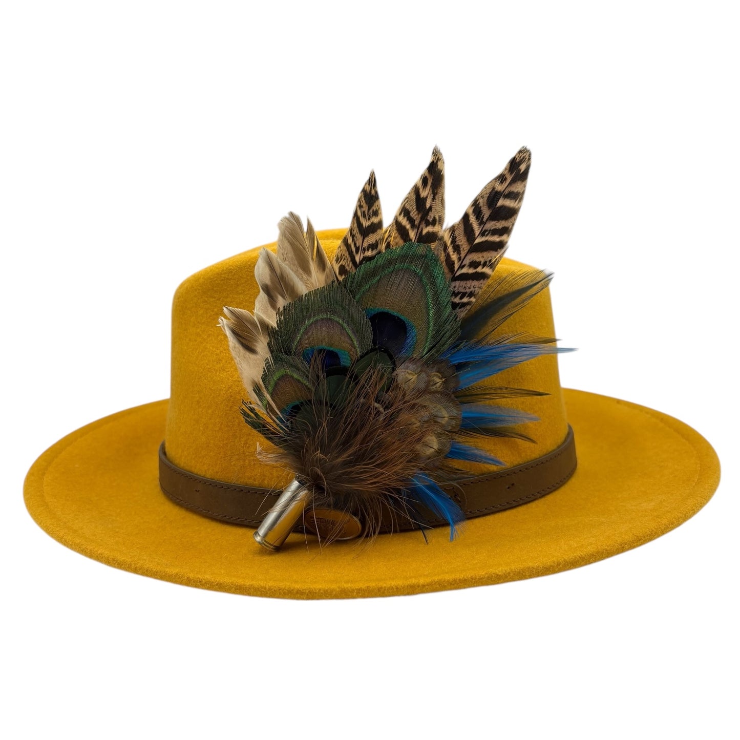 Turquoise, navy, green and natural Feather Hat Pin (CFP820)