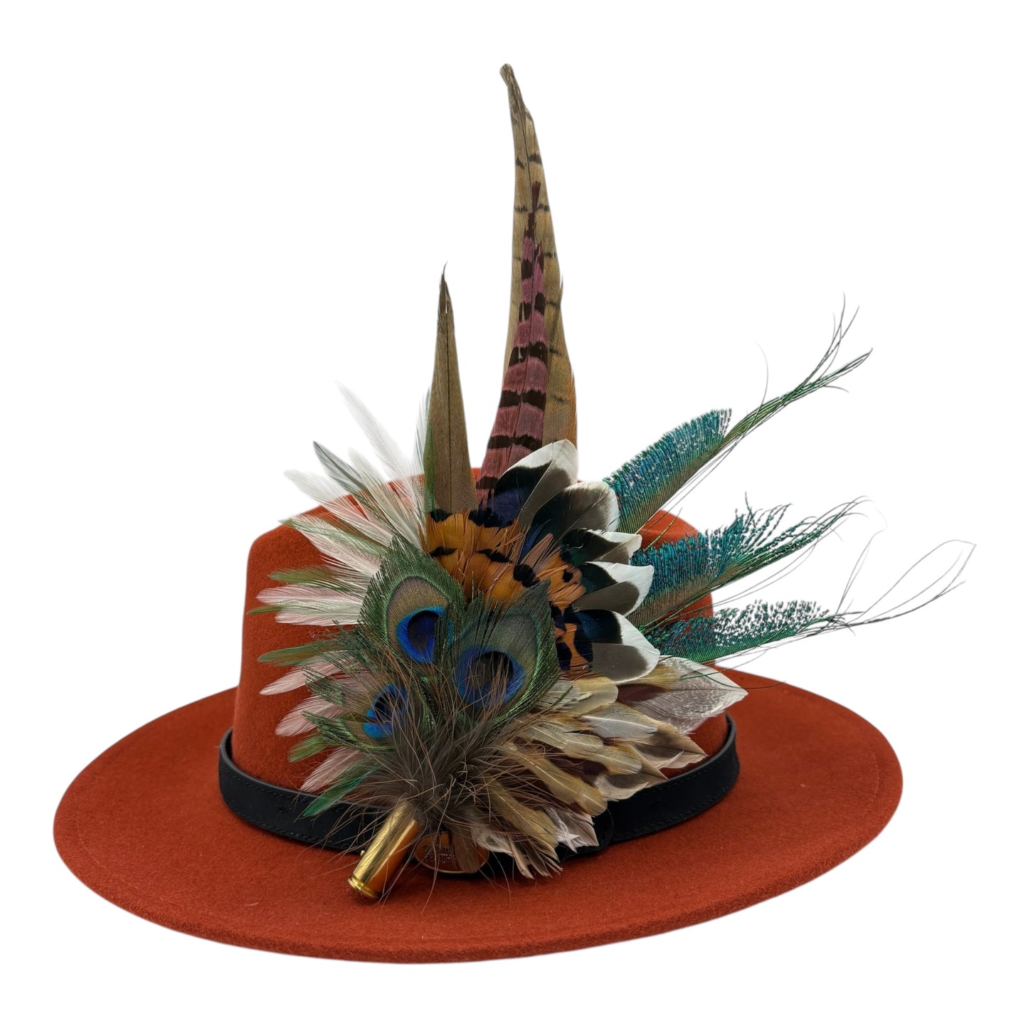 Teal, brown, green, cream & natural Feather Hat Pin (CFP795)