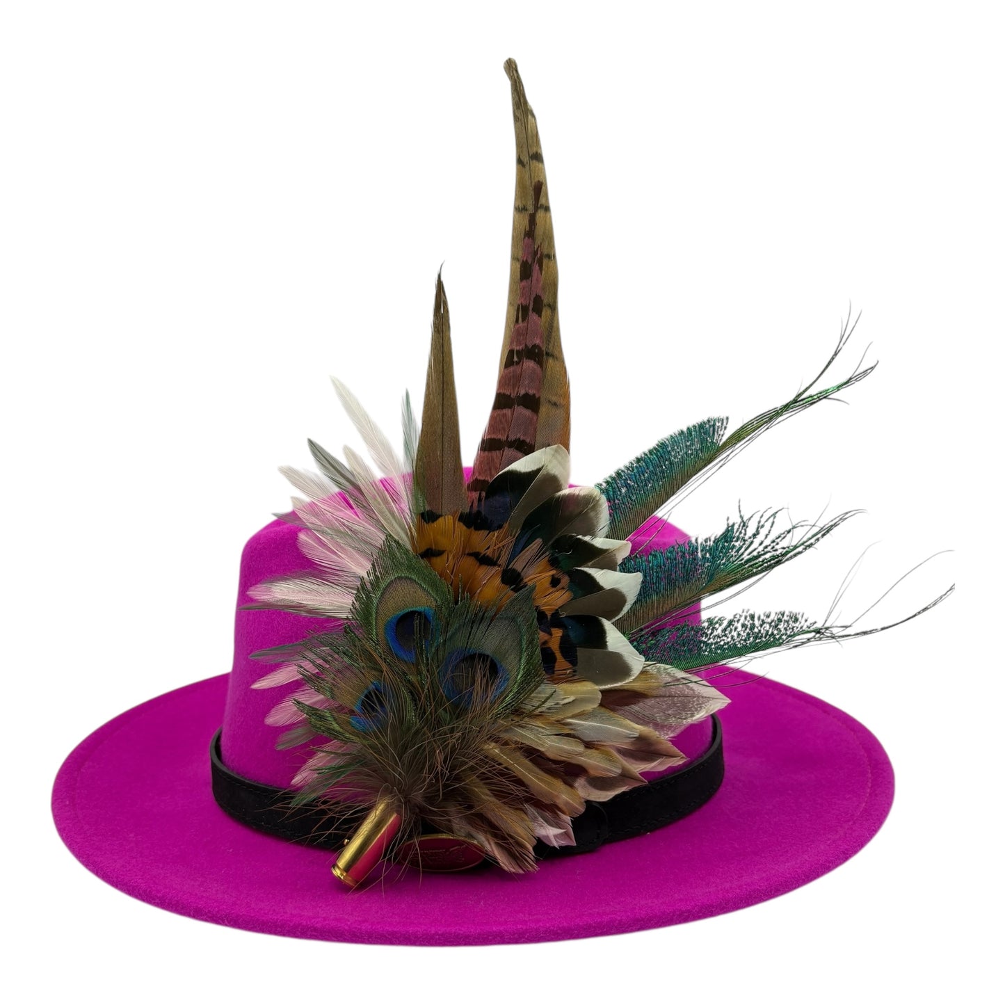 Teal, brown, green, cream & natural Feather Hat Pin (CFP795)