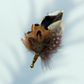 Pale Pink & Natural Feather Lapel Pin  in a Gold Clasp(CFLP143)