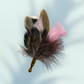 Pale Pink & Natural Feather Lapel Pin in a Gold clasp (CFLP140)