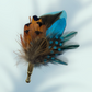 Teal & Natural Feather Lapel Pin in a Gold Clasp (CFLP161)