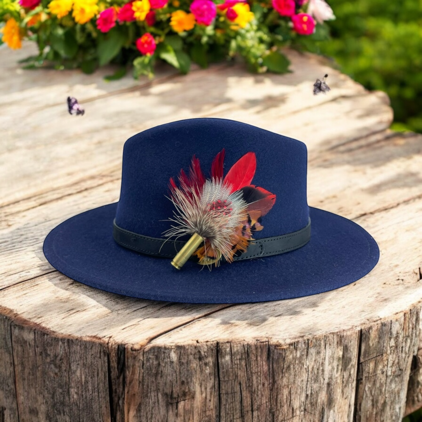 Red & Natural Feather Hat Pin (CFP722)