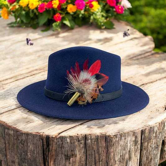 Red & Natural Feather Hat Pin (CFP722)