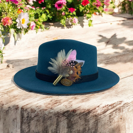 Pink & Natural Feather Hat Pin (CFP724)