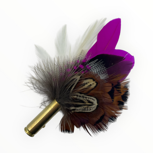 Cerise & Natural Feather Hat Pin (CFP725)