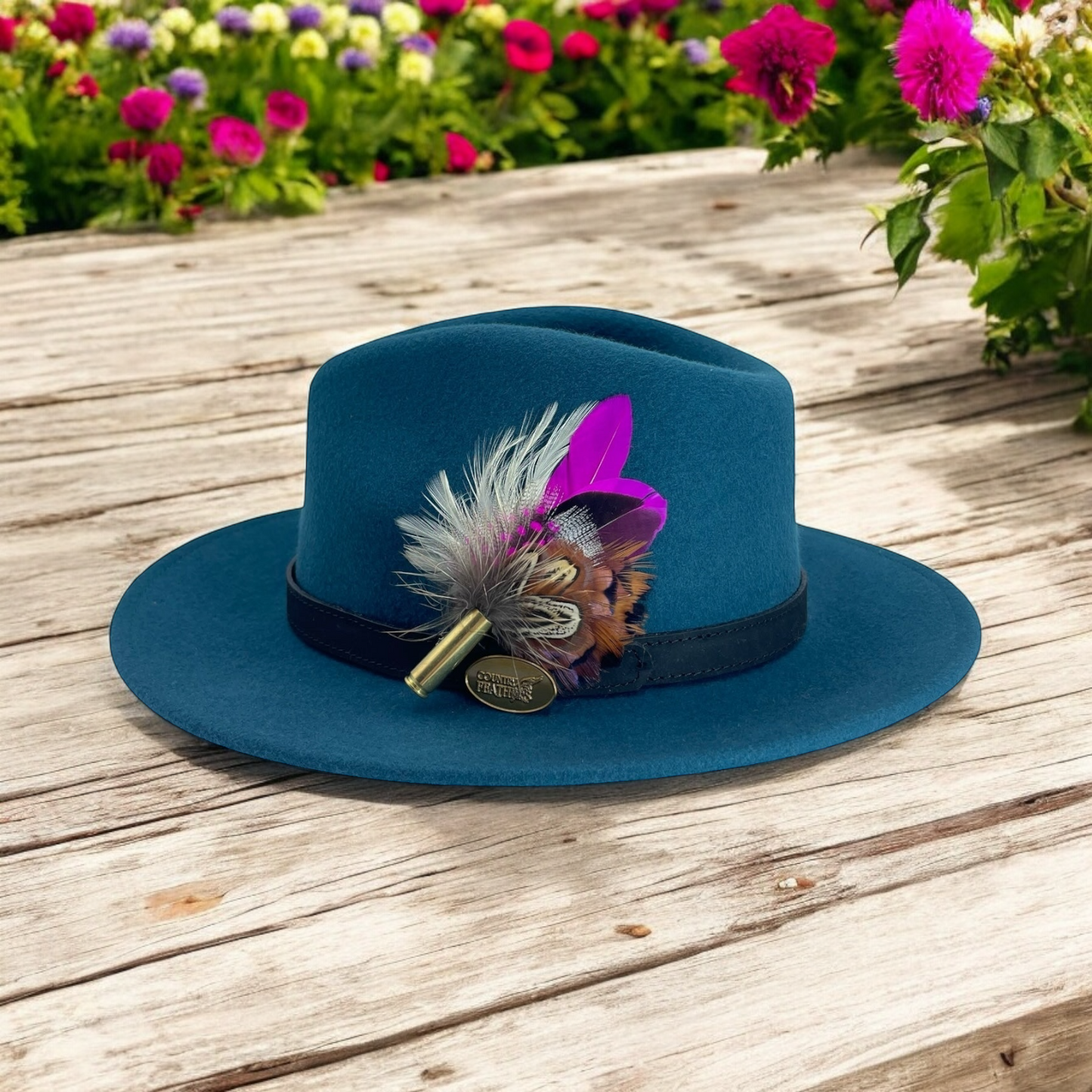 Cerise & Natural Feather Hat Pin (CFP725)