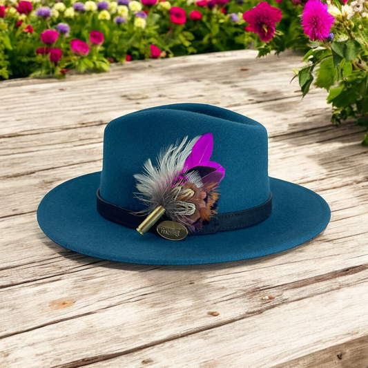Cerise & Natural Feather Hat Pin (CFP725)