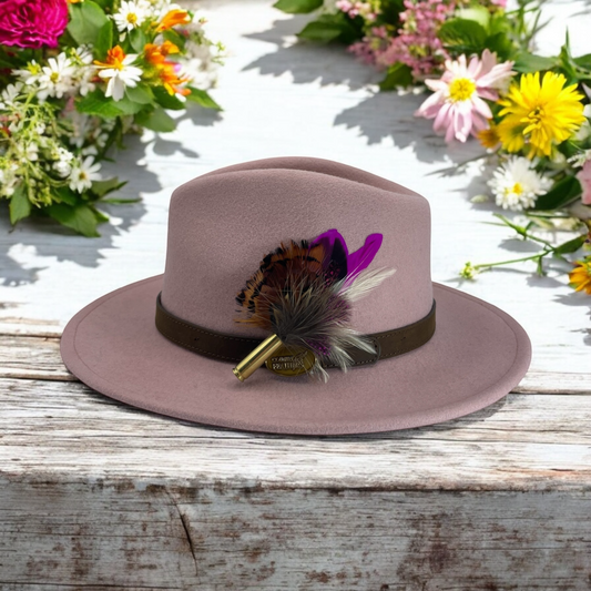 Cerise & Natural Feather Hat Pin (CFP726)