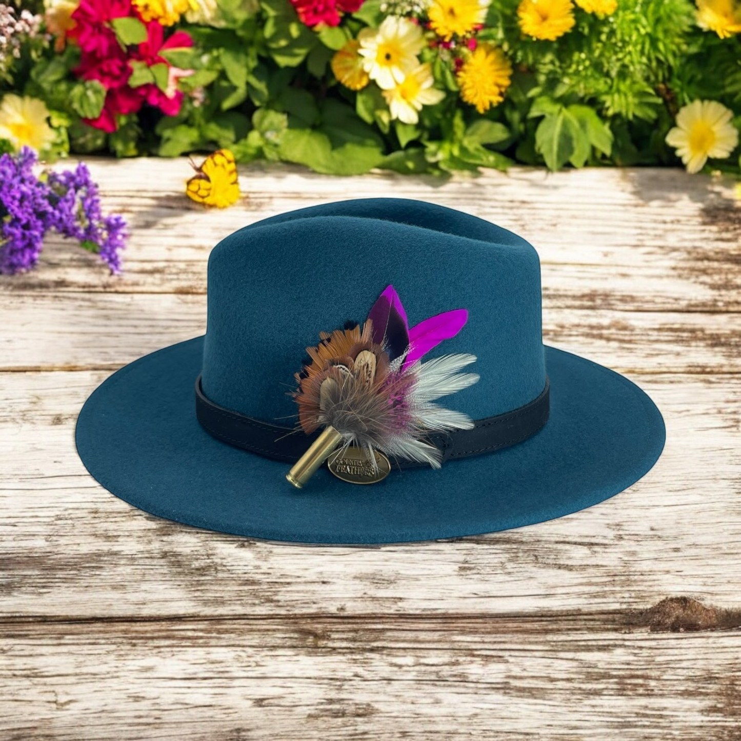 Cerise & Natural Feather Hat Pin (CFP727)