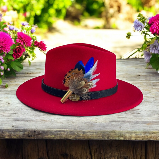 Blue & Natural Feather Hat Pin (CFP731)
